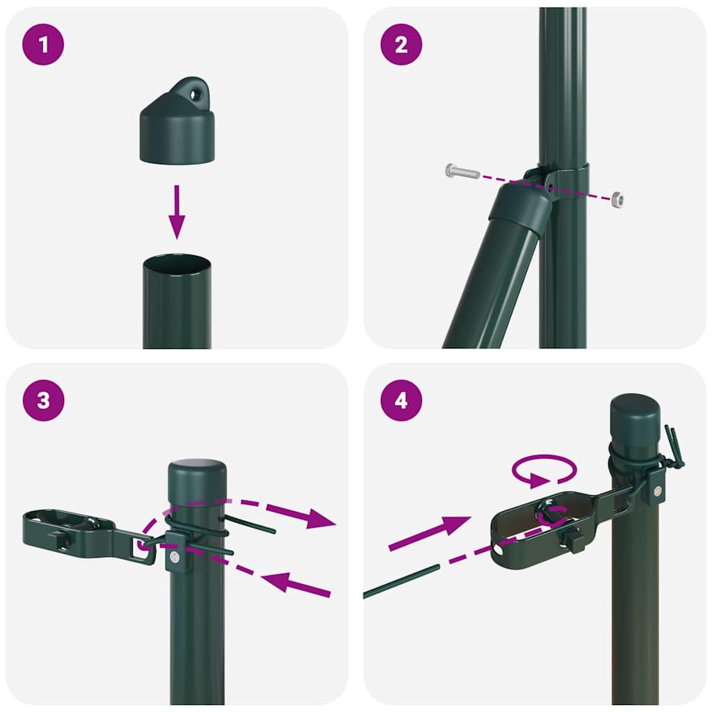 Upotettu Aitausapaja 7 Kpl Vihreä Jauhemaalattu Teräs