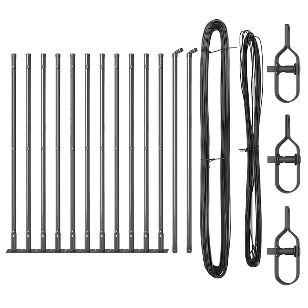 Aitauspylväs Betonipohjalla 13 Kpl Harmaa Jauhemaalattu Teräs