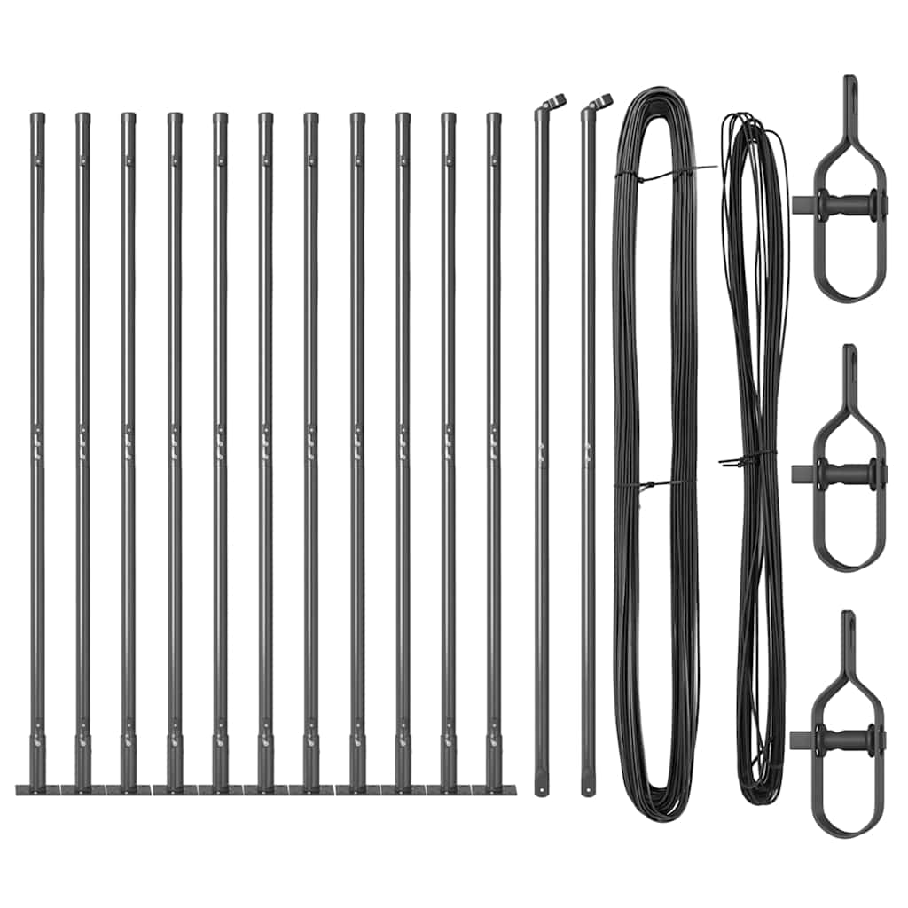 Aitauspylväs Betonipohjalla 13 Kpl Harmaa Jauhemaalattu Teräs