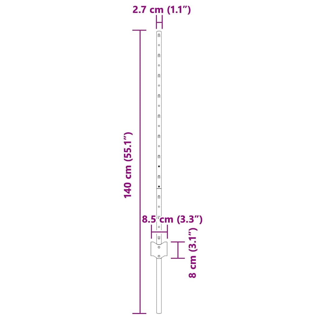 Upotettu Aitausapaja 5 Kpl Harmaa 140 Cm Jauhemaalattu Teräs
