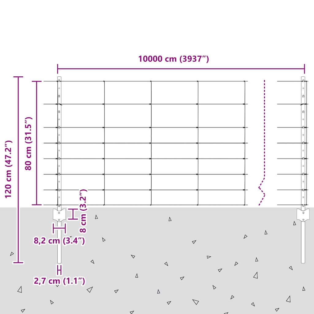 Ulkoilma Villin Aidan Postit 100 X 0,8 M Galvanoitu Teräs Hopea