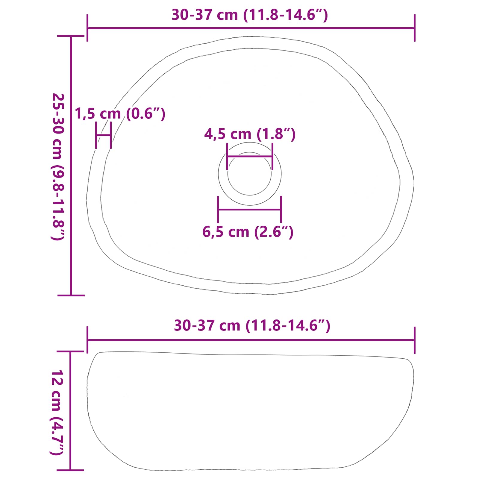 Johtokivibassari Vaaleanharmaa (30-37) X (25-30) X 12 Cm