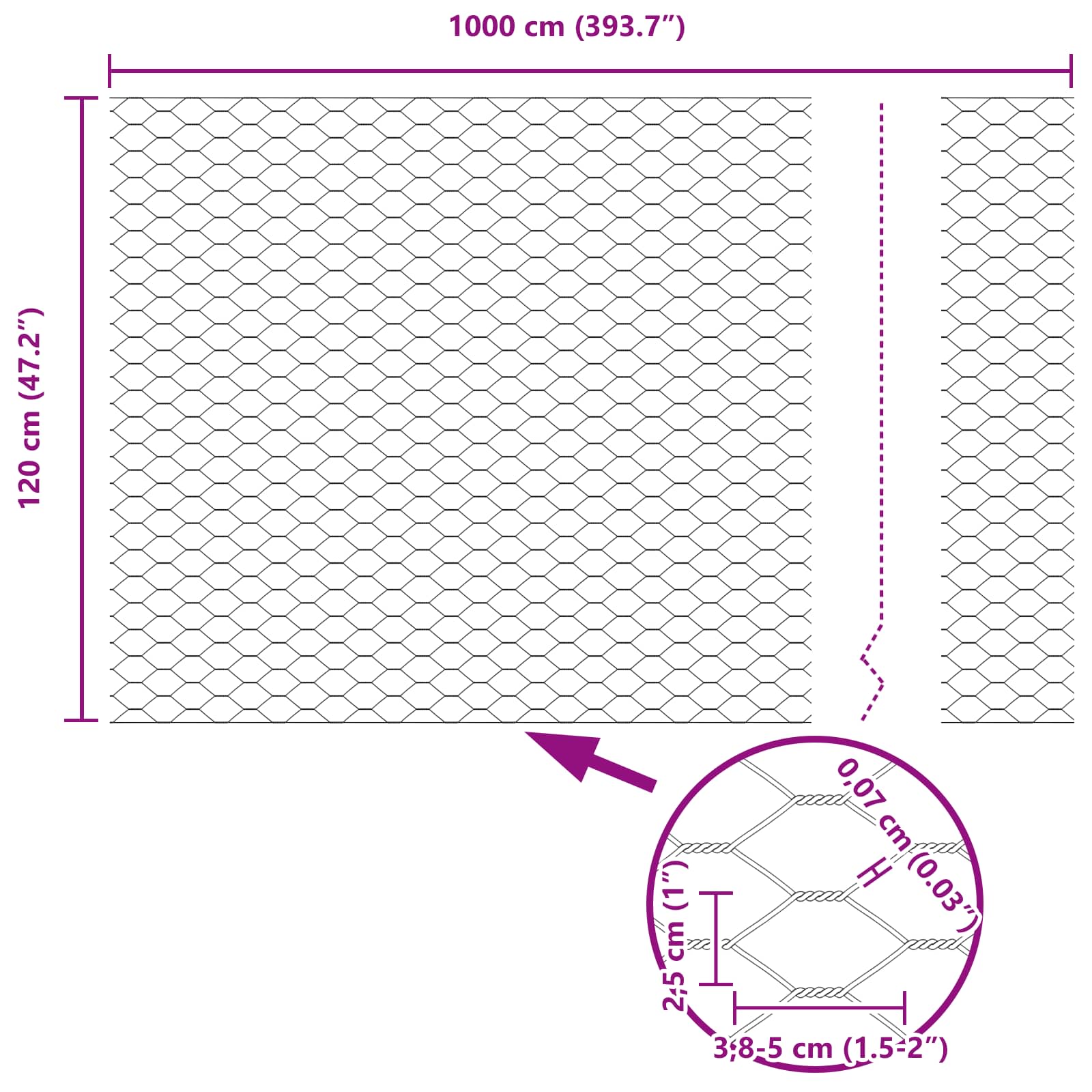 Kuusikulmainen Aita Vihreä 1,2 X 10 M Polyvinyylikloridi