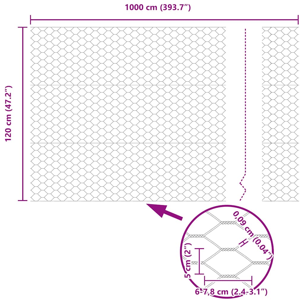 Kuusikulmainen Aita Harmaa 1,2 X 10 M Polyvinyylikloridi