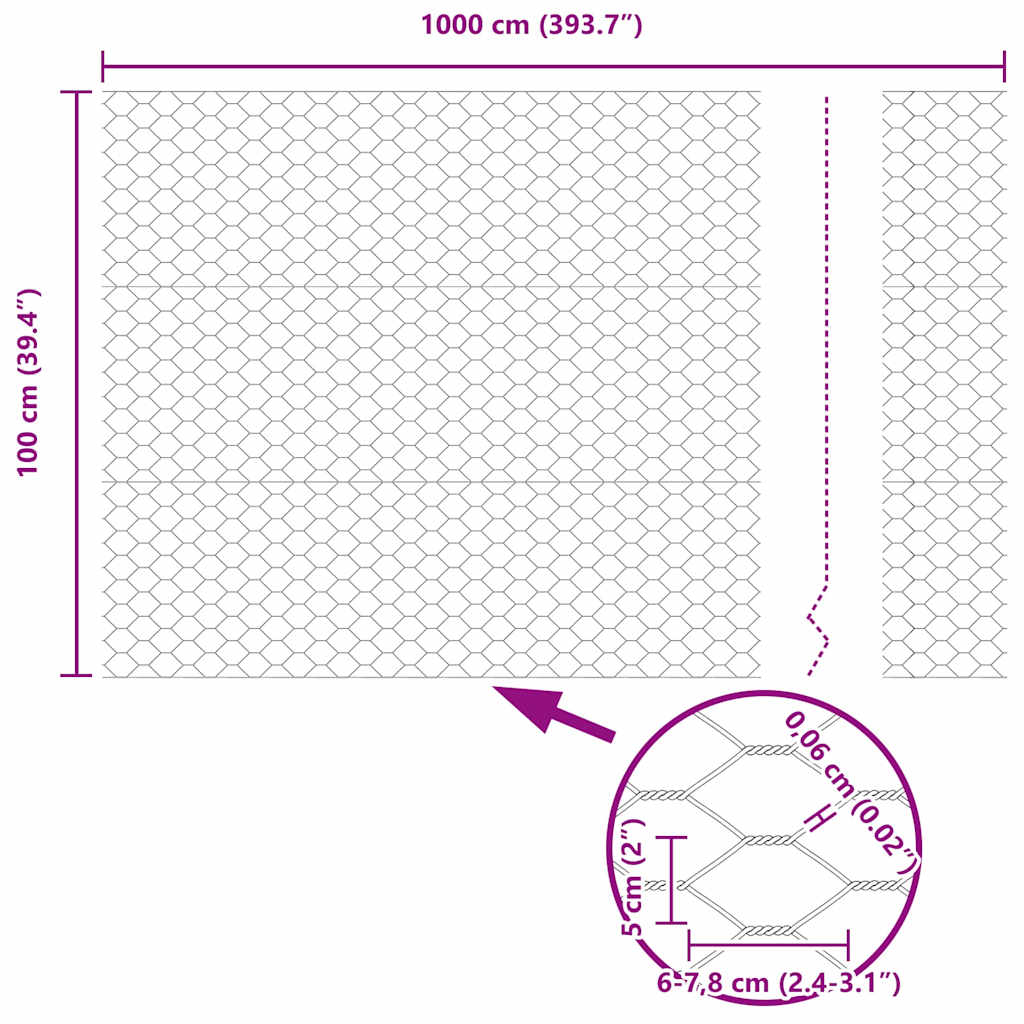 Kuusikulmainen Aita Hopea 1 X 10 M Galvanoitu Teräs