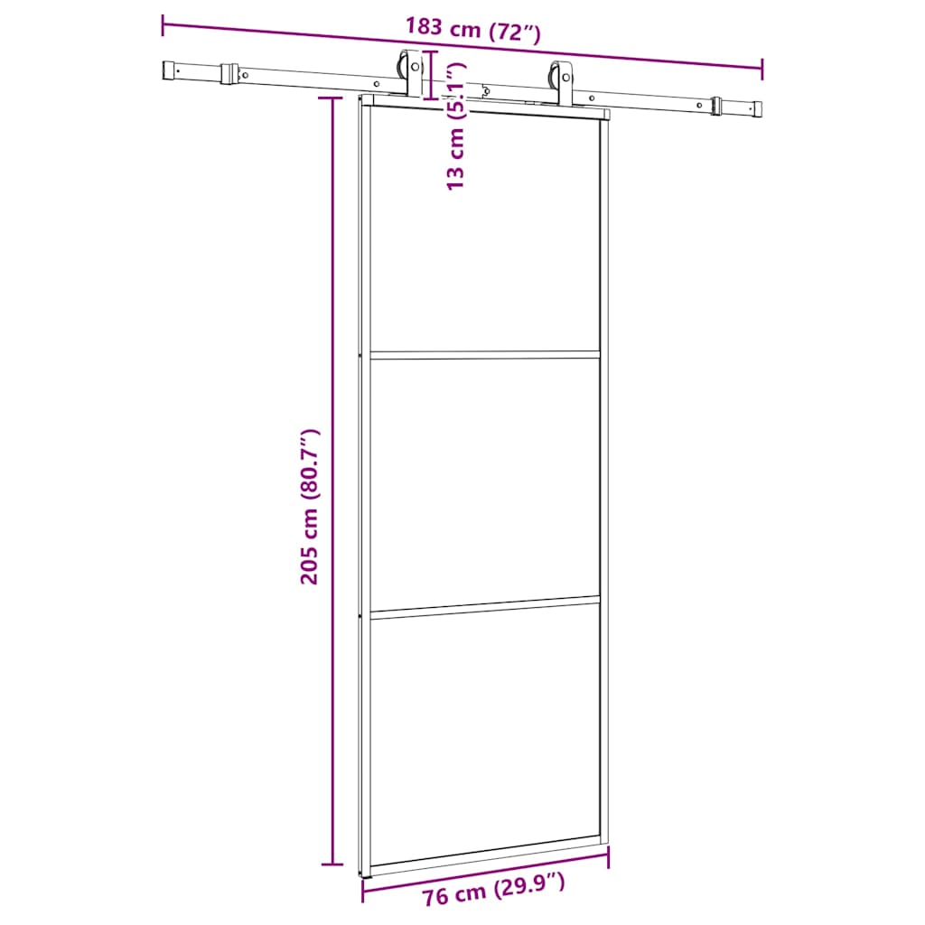 Liukuovi Asennustarvikkeilla Musta 76X205 Cm Esg Lasi