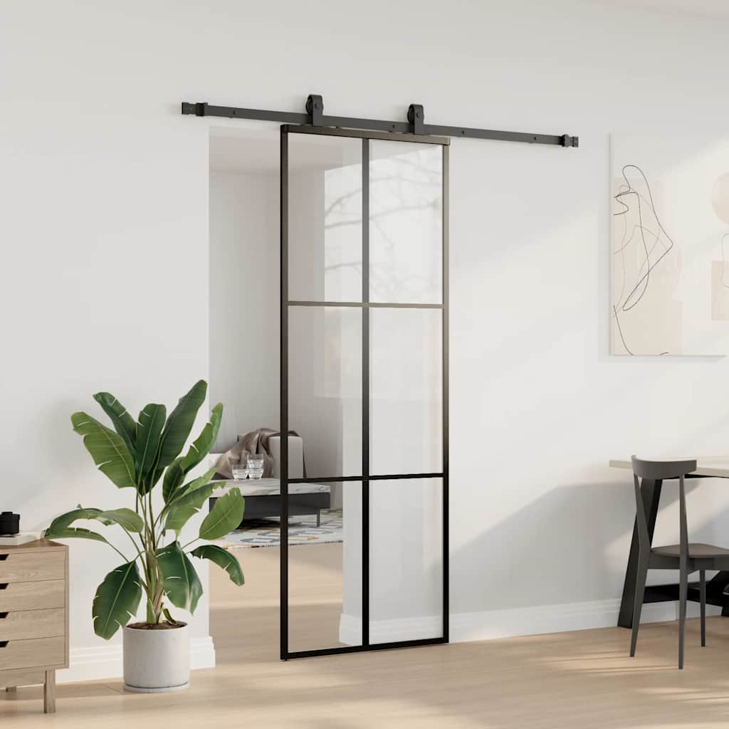 Liukuovi Asennustarvikkeilla Musta 76X205 Cm Esg Lasi