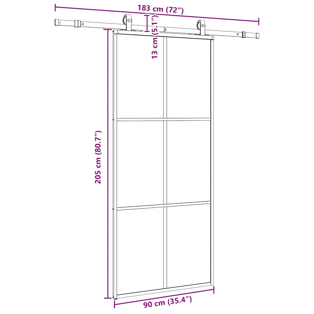 Liukuovi Asennustarvikkeilla Musta 90X205 Cm Esg Lasi