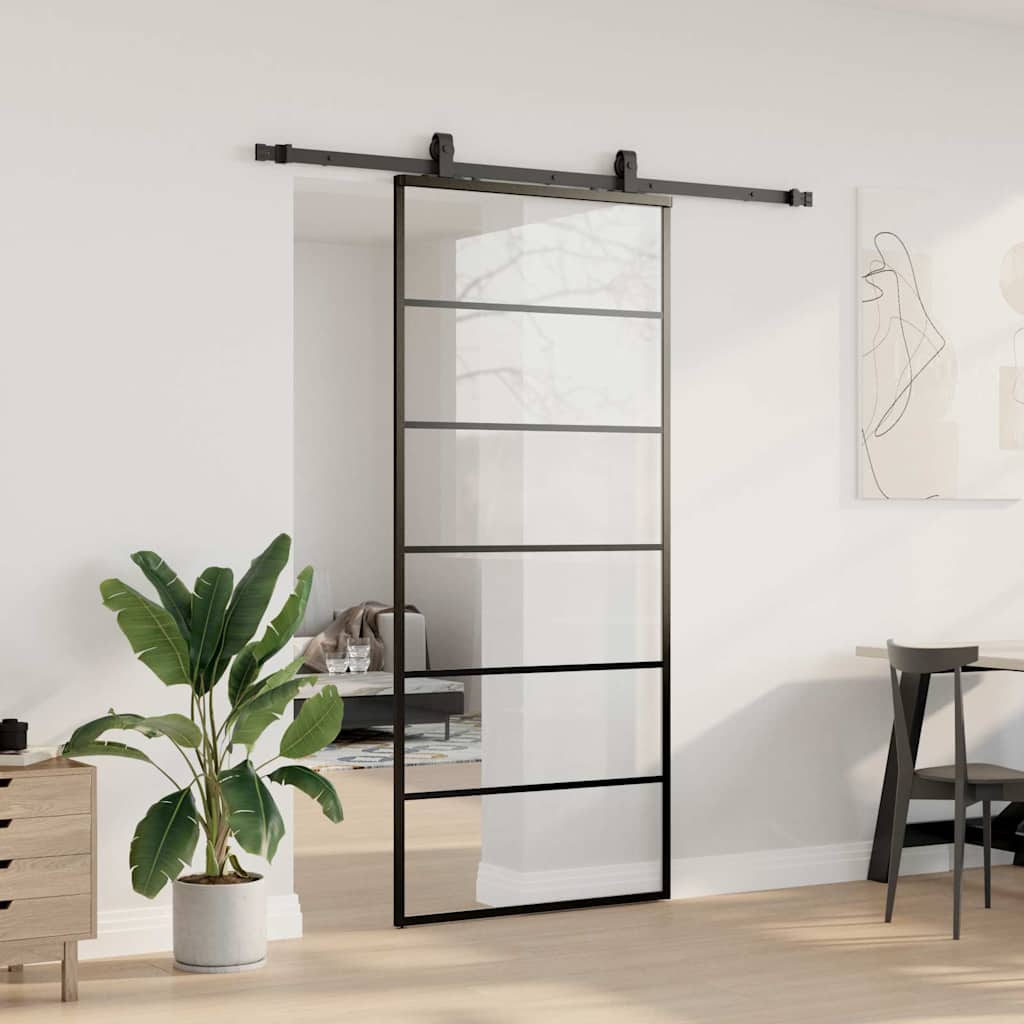 Liukuovi Asennustarvikkeilla Musta 90X205 Cm Esg Lasi
