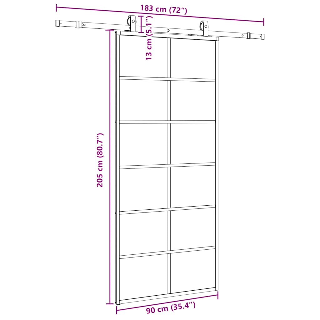 Liukuovi Asennustarvikkeilla Musta 90X205 Cm Esg Lasi