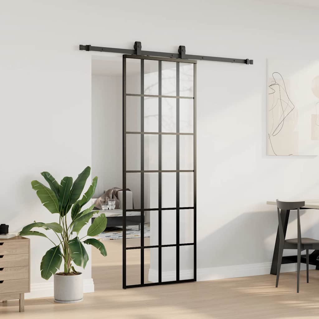 Liukuovi Asennustarvikkeilla Musta 76X205 Cm Esg Lasi