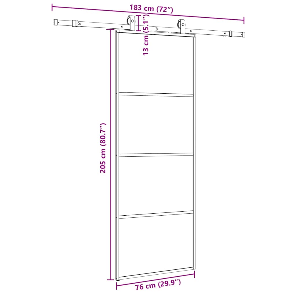 Liukuovi Asennustarvikkeilla Musta 76X205 Cm Esg Lasi