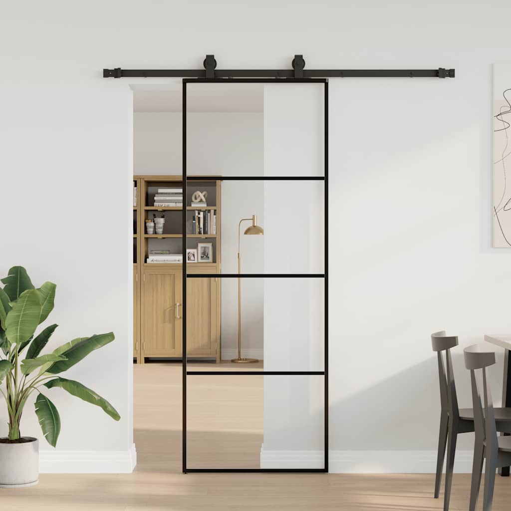 Liukuovi Asennustarvikkeilla Musta 76X205 Cm Esg Lasi