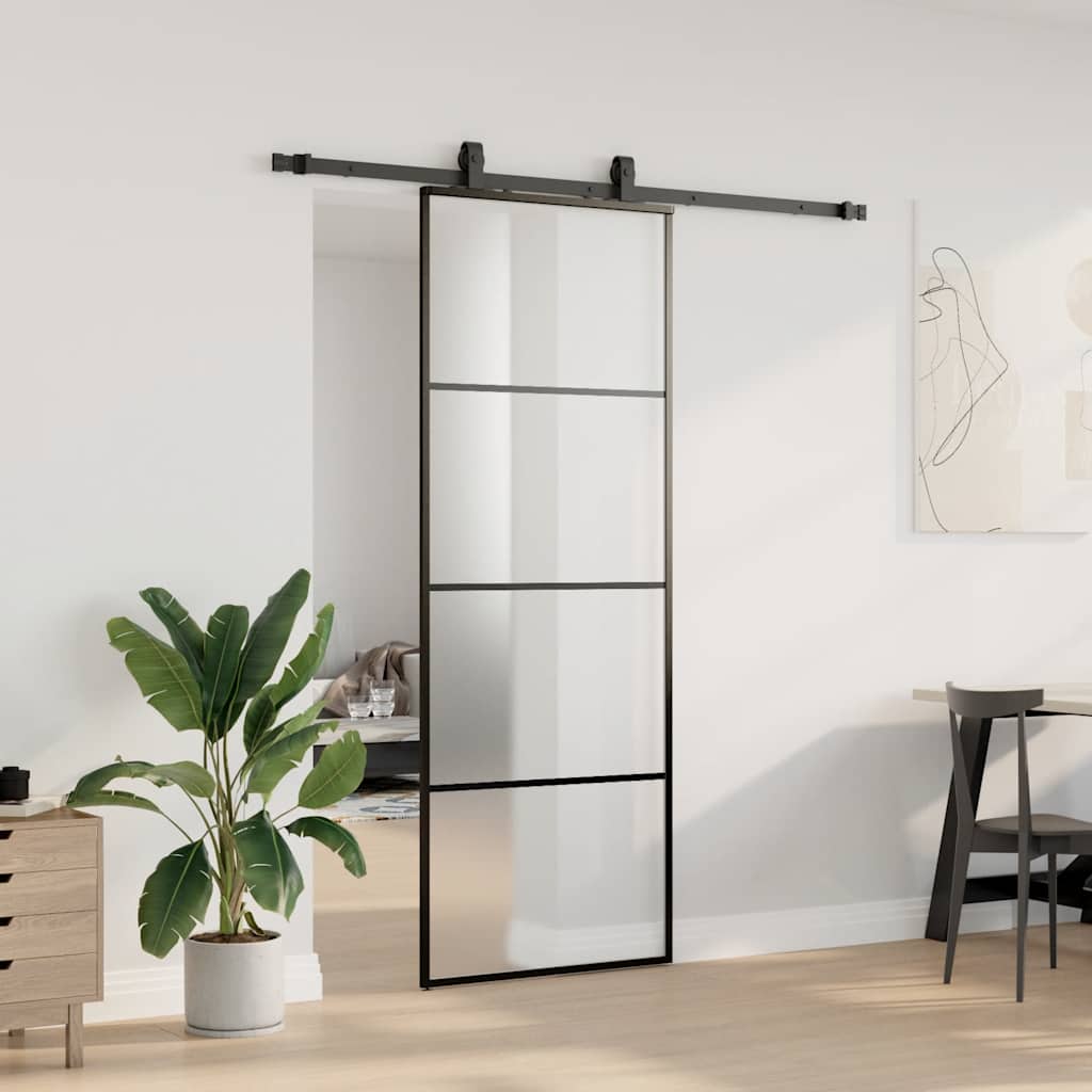 Liukuovi Asennustarvikkeilla Musta 76X205 Cm Esg Lasi