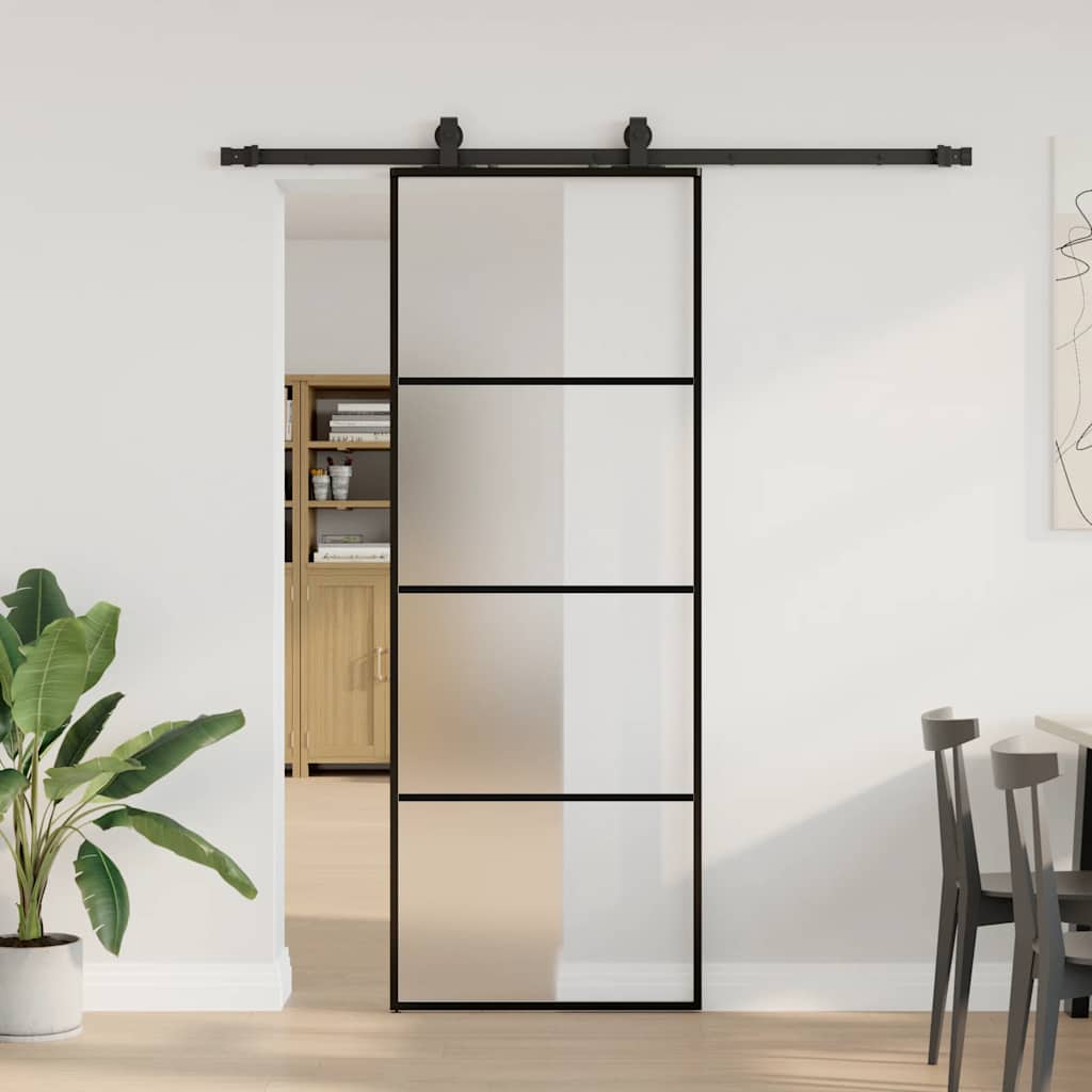 Liukuovi Asennustarvikkeilla Musta 76X205 Cm Esg Lasi