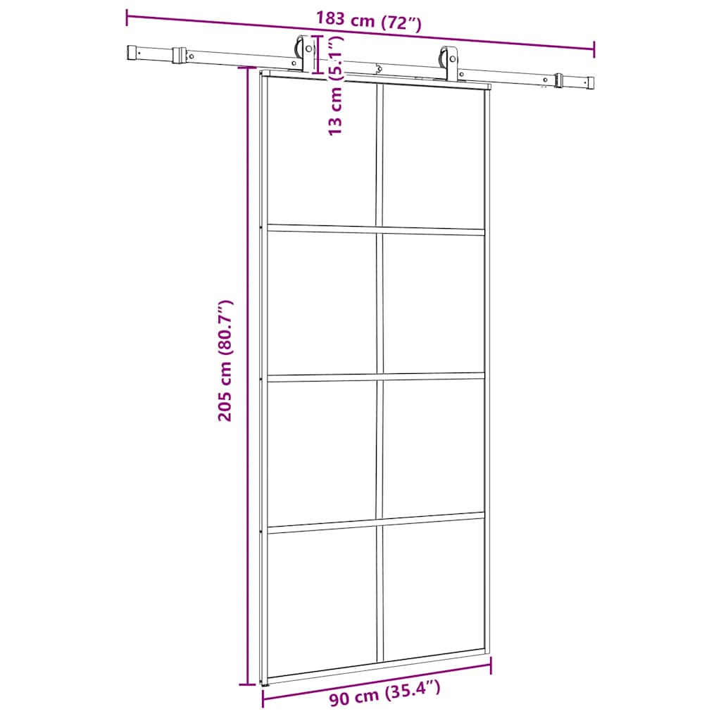 Liukuovi Asennustarvikkeilla Musta 90X205 Cm Esg Lasi