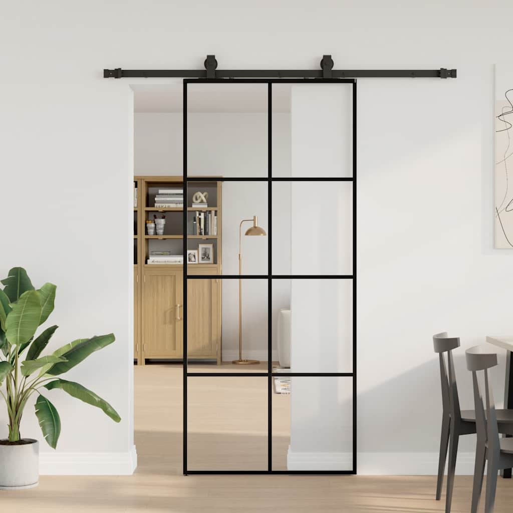 Liukuovi Asennustarvikkeilla Musta 90X205 Cm Esg Lasi