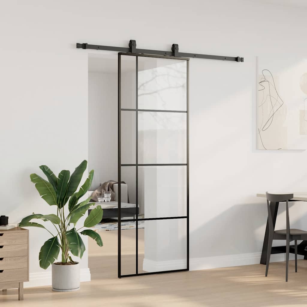 Liukuovi Asennustarvikkeilla Musta 76X205 Cm Esg Lasi
