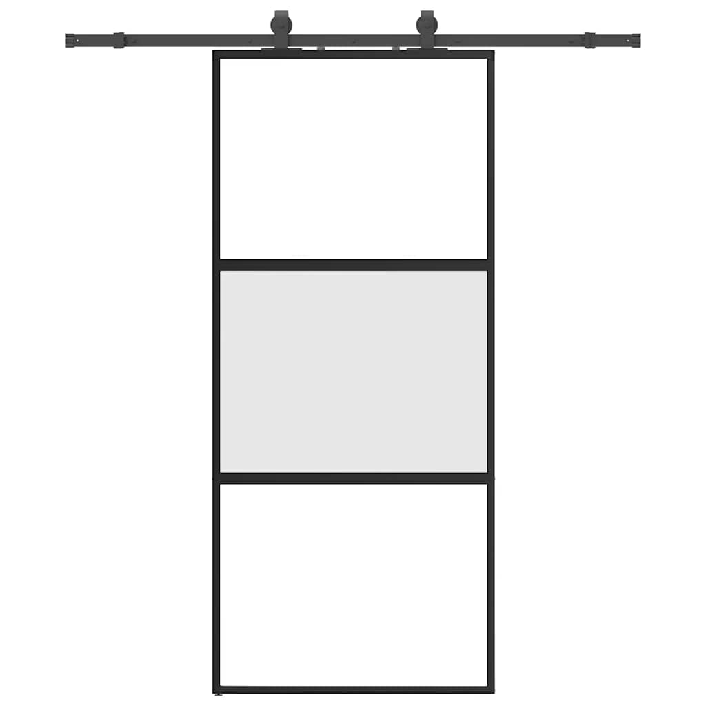 Liukuovi Laitteistosarjalla Musta 90X205 Cm Karkaistu Lasi