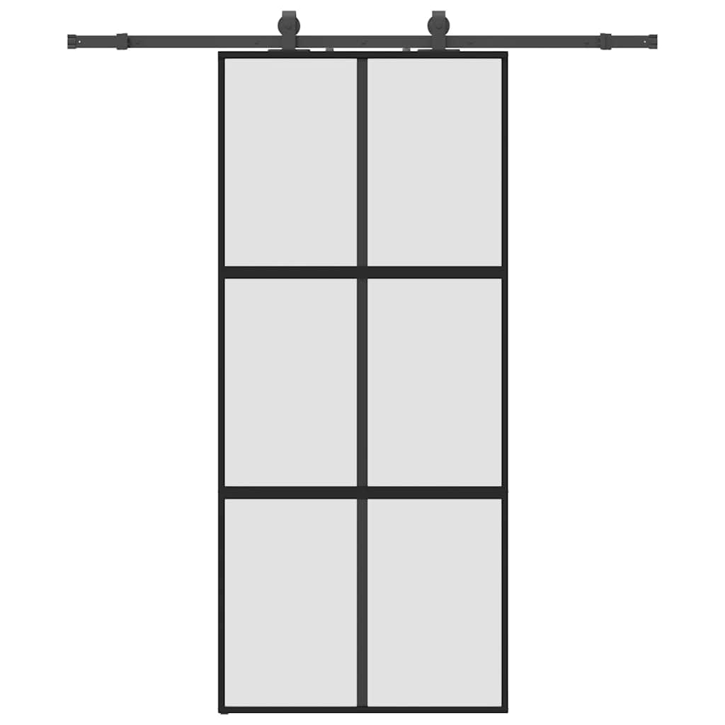 Liukuovi Laitteistosarjalla Musta 90X205 Cm Karkaistu Lasi