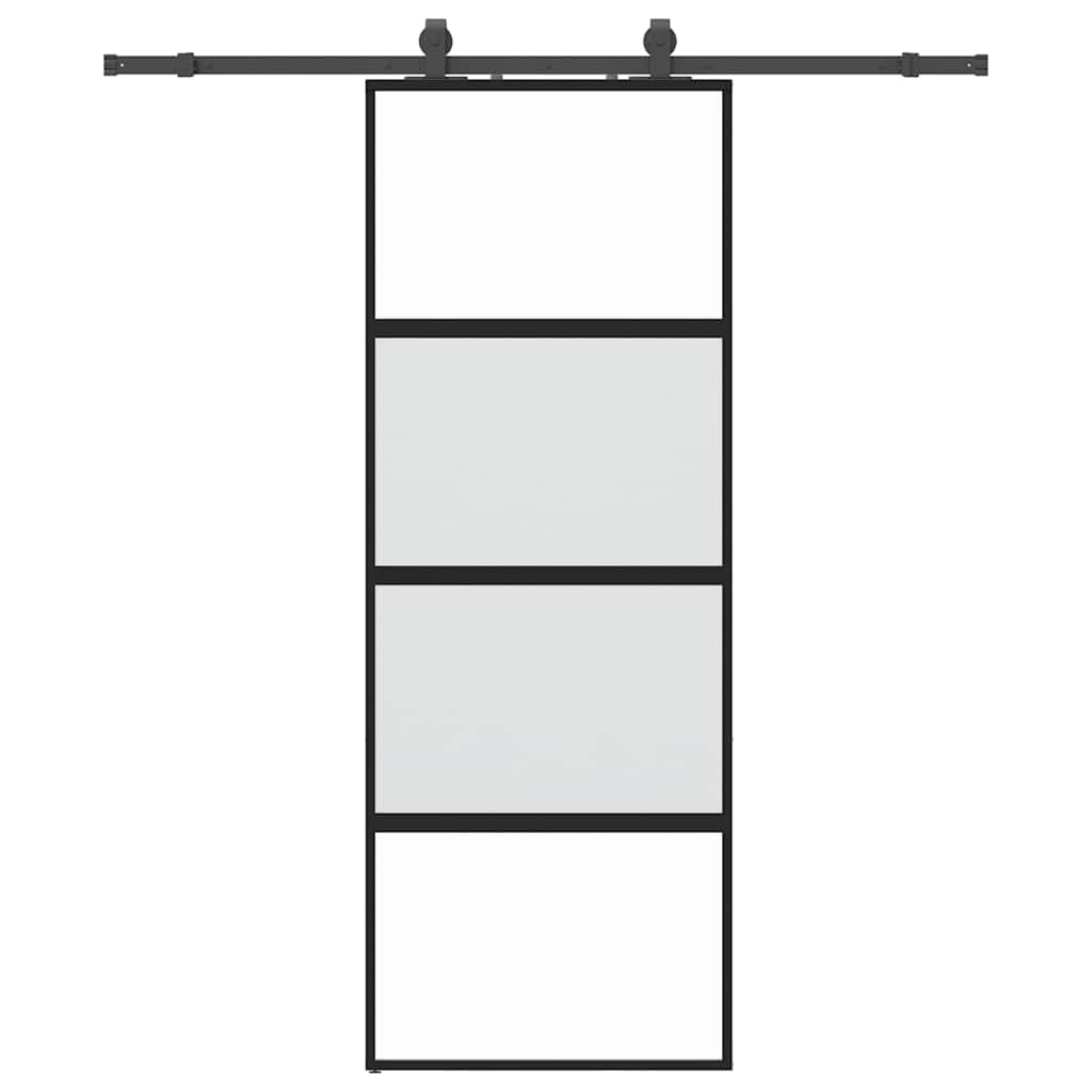 Liukuovi Laitteistosarjalla Musta 76X205 Cm Karkaistu Lasi