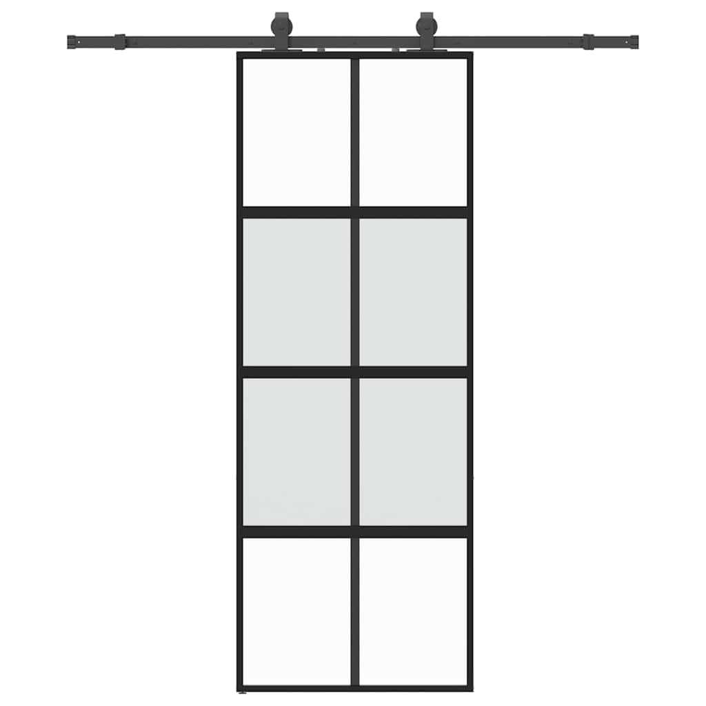 Liukuovi Laitteistosarjalla Musta 76X205 Cm Karkaistu Lasi