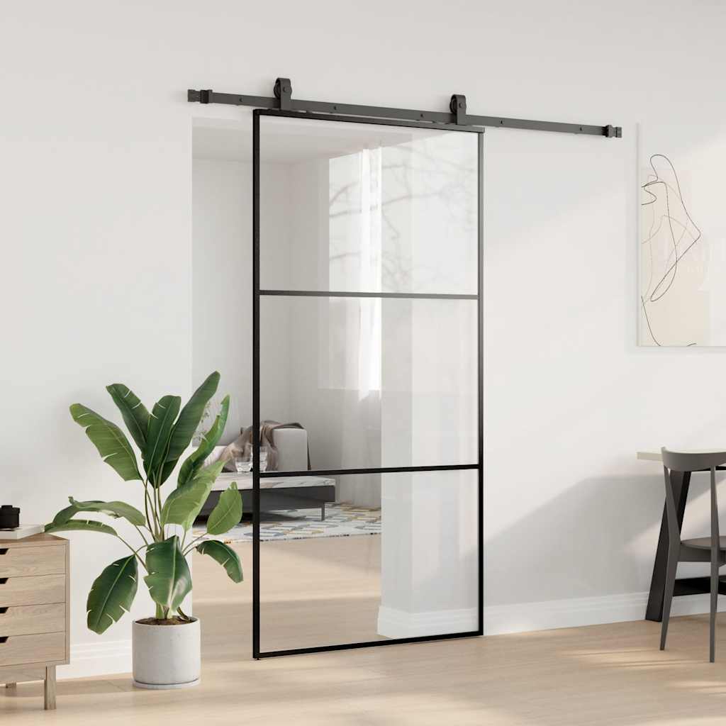 Liukuovi Laitteistosarjalla Musta 102X205 Cm Esg Lasi