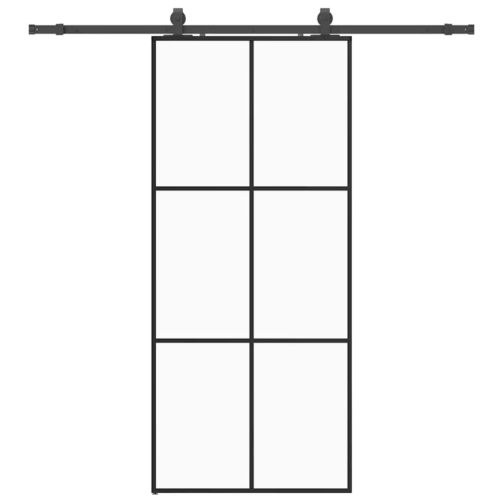 Liukuovi Asennustarvikkeilla Musta 90X205 Cm Esg Lasi