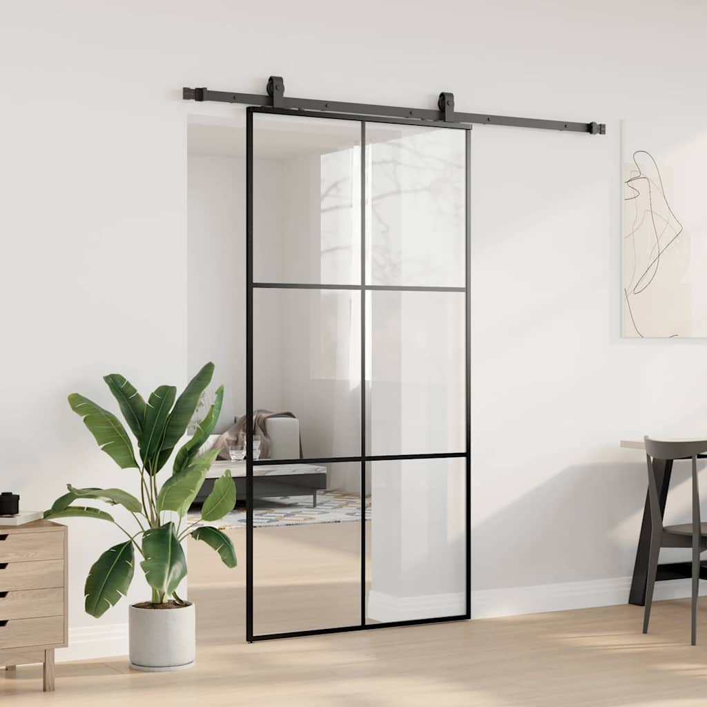 Liukuovi Laitteistosarjalla Musta 102X205 Cm Esg Lasi
