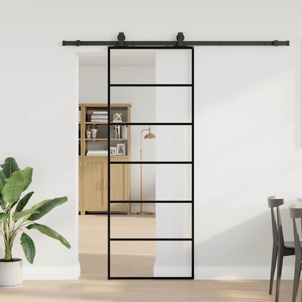 Liukuovi Asennustarvikkeilla Musta 76X205 Cm Esg Lasi