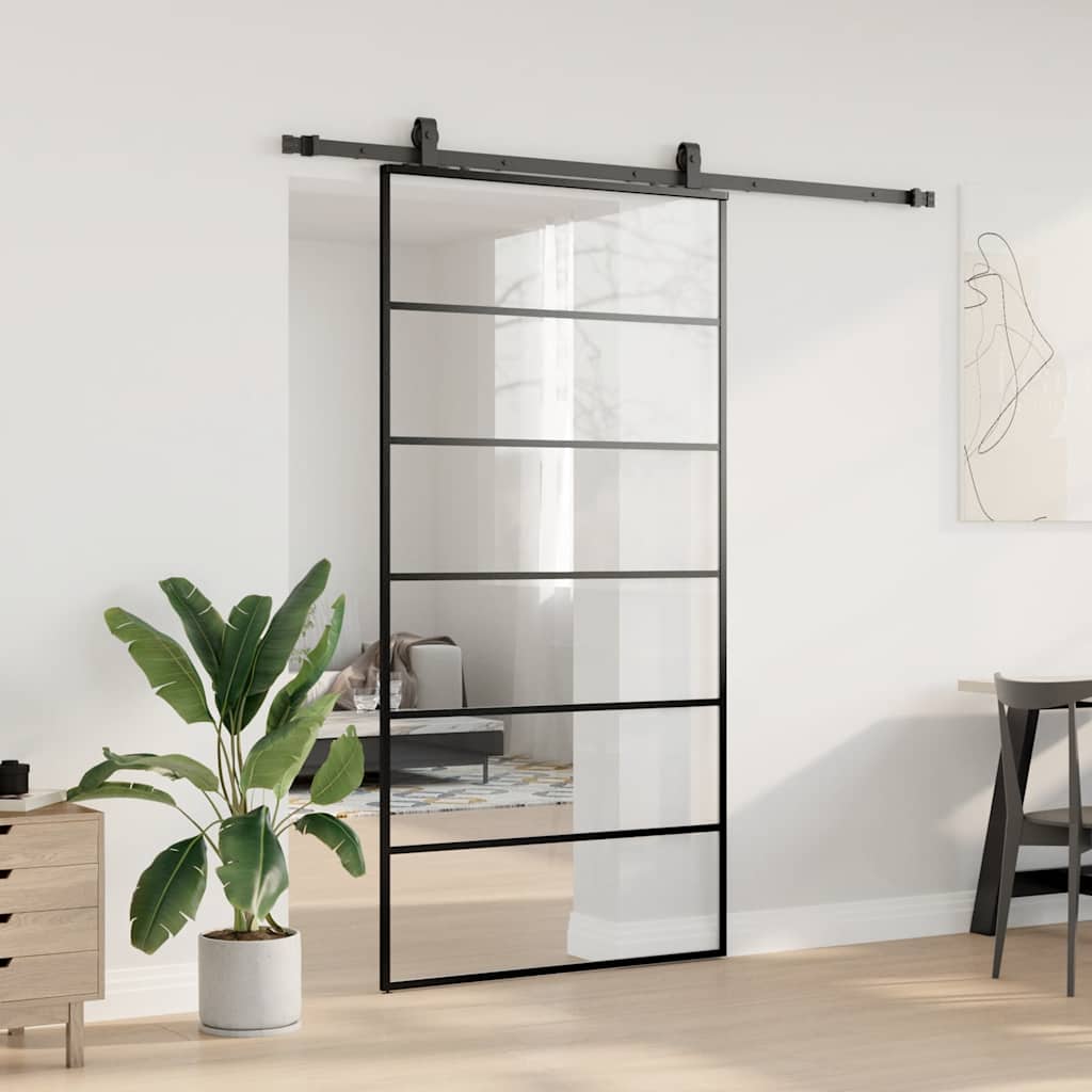 Liukuovi Laitteistosarjalla Musta 102X205 Cm Esg Lasi