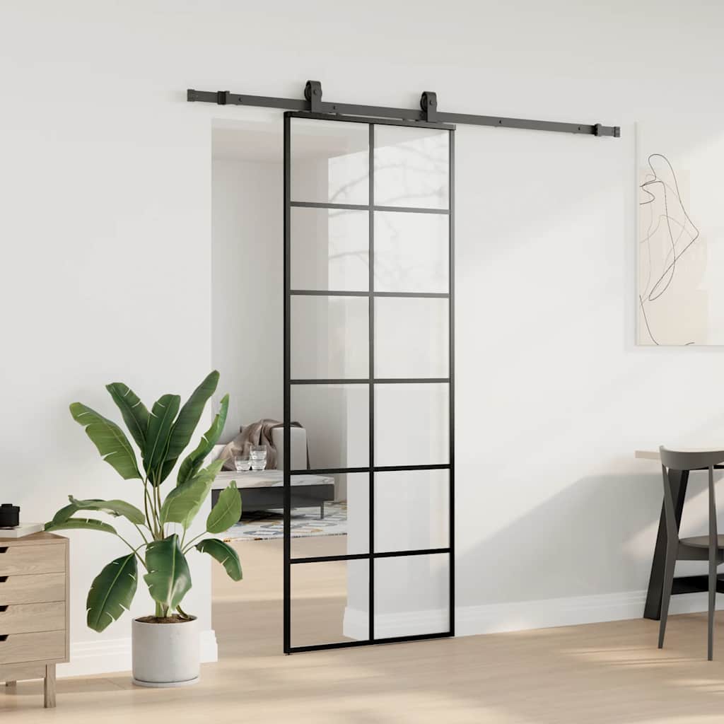 Liukuovi Asennustarvikkeilla Musta 76X205 Cm Esg Lasi