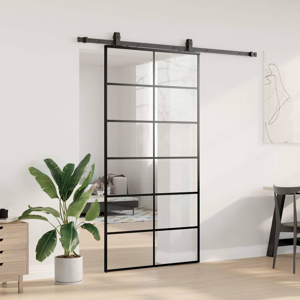 Liukuovi Laitteistosarjalla Musta 102X205 Cm Esg Lasi