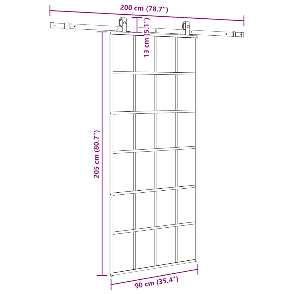 Liukuovi Asennustarvikkeilla Musta 90X205 Cm Esg Lasi