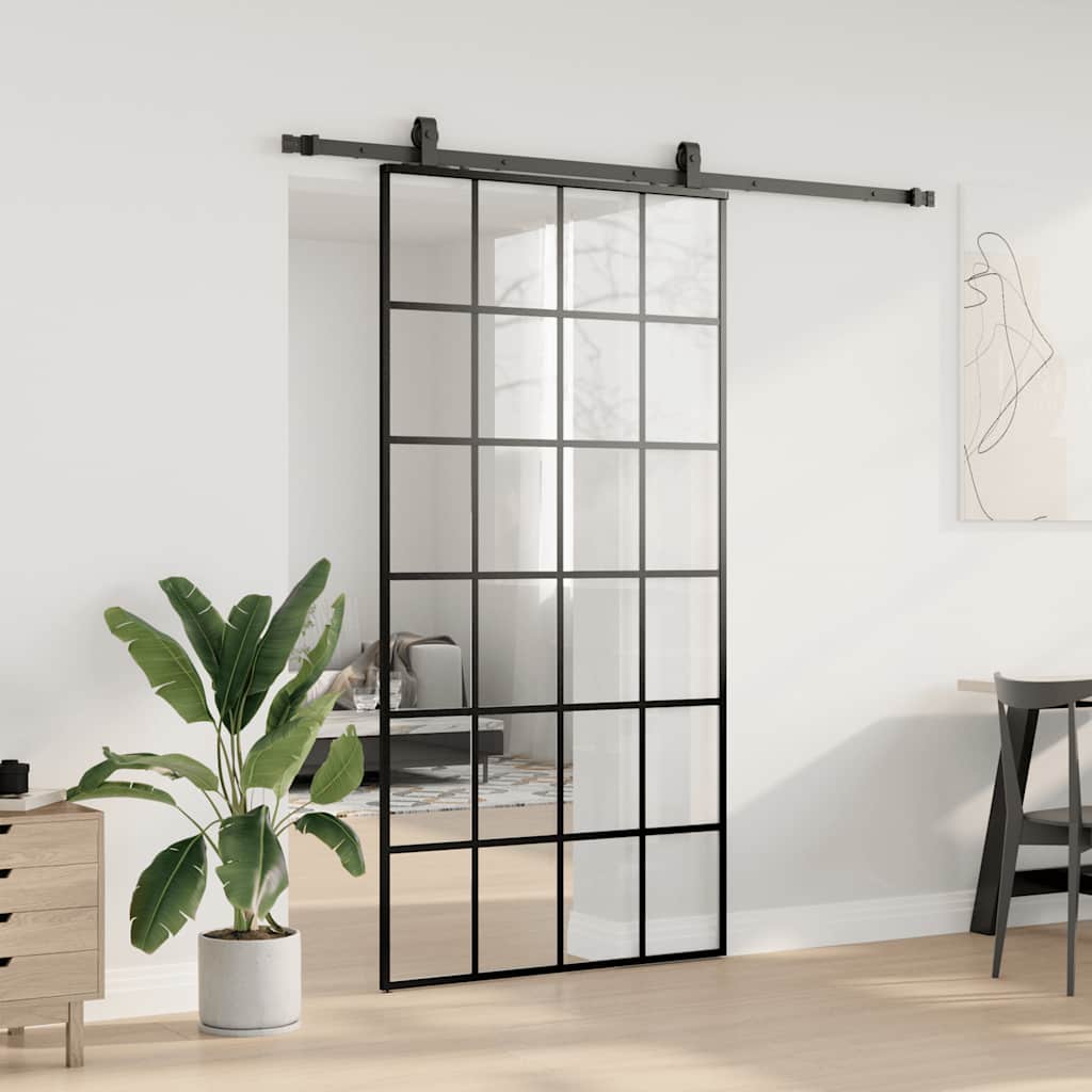 Liukuovi Laitteistosarjalla Musta 102X205 Cm Esg Lasi