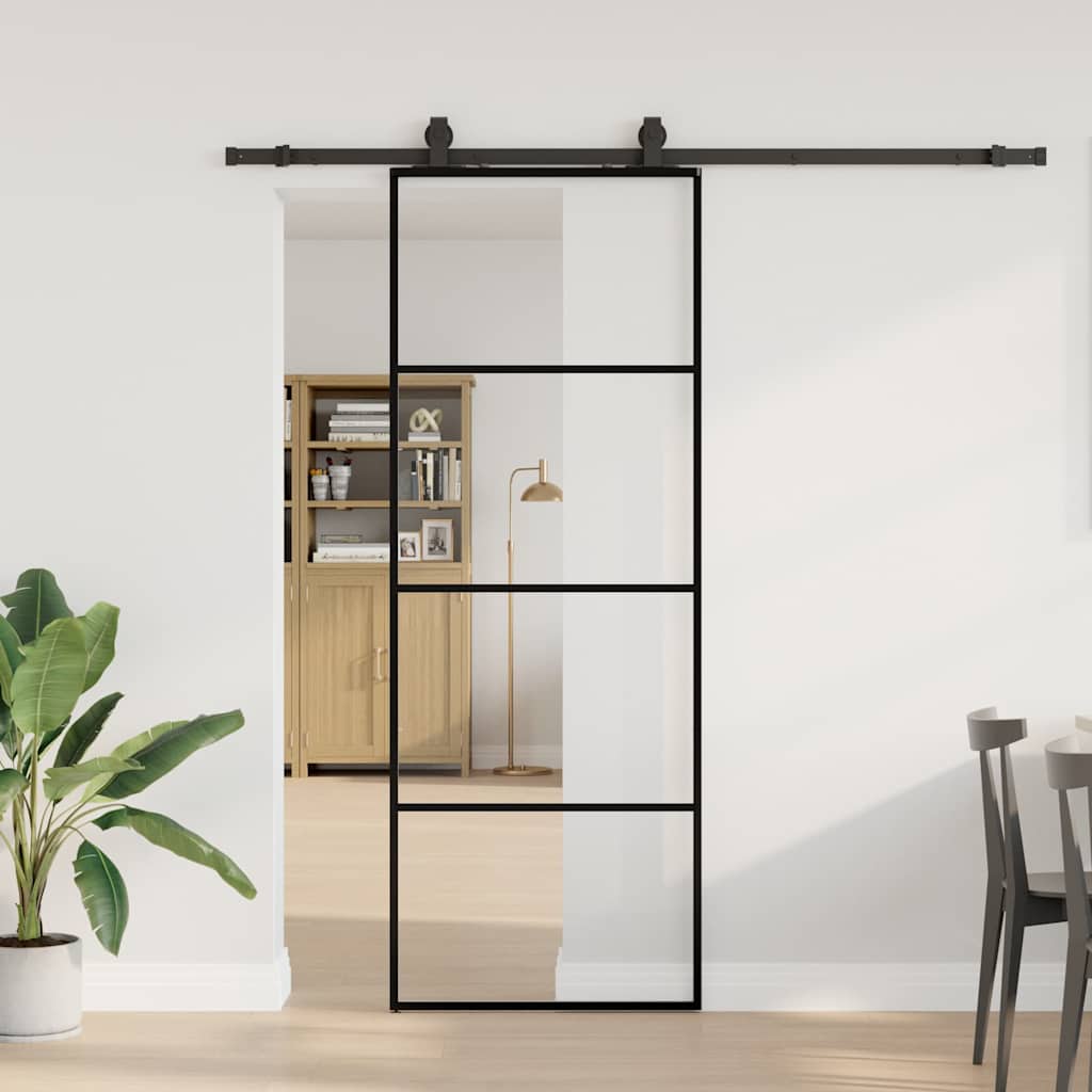 Liukuovi Asennustarvikkeilla Musta 76X205 Cm Esg Lasi