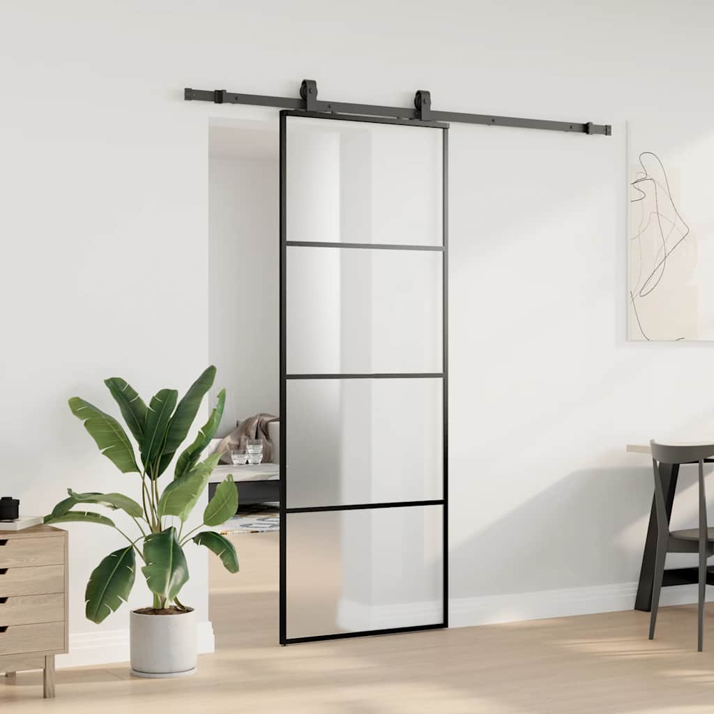 Liukuovi Asennustarvikkeilla Musta 76X205 Cm Esg Lasi