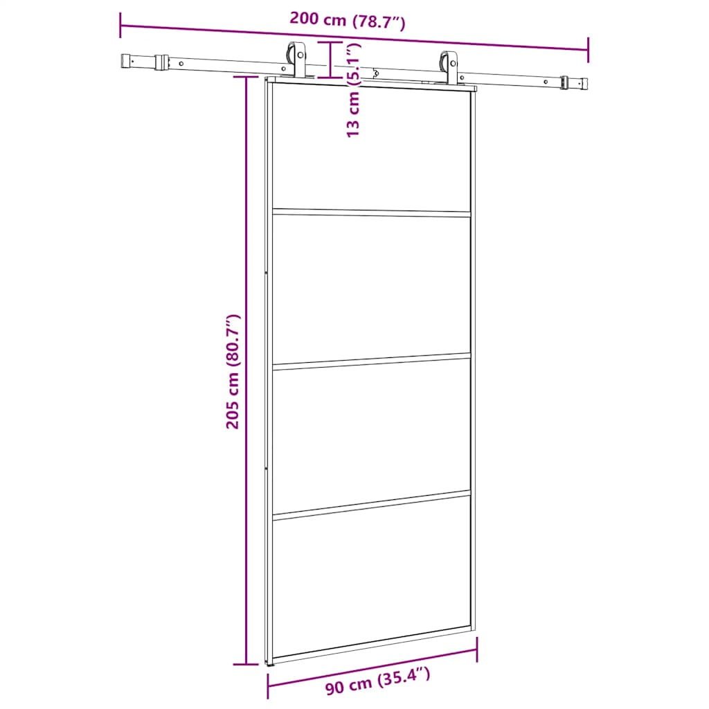 Liukuovi Asennustarvikkeilla Musta 90X205 Cm Esg Lasi
