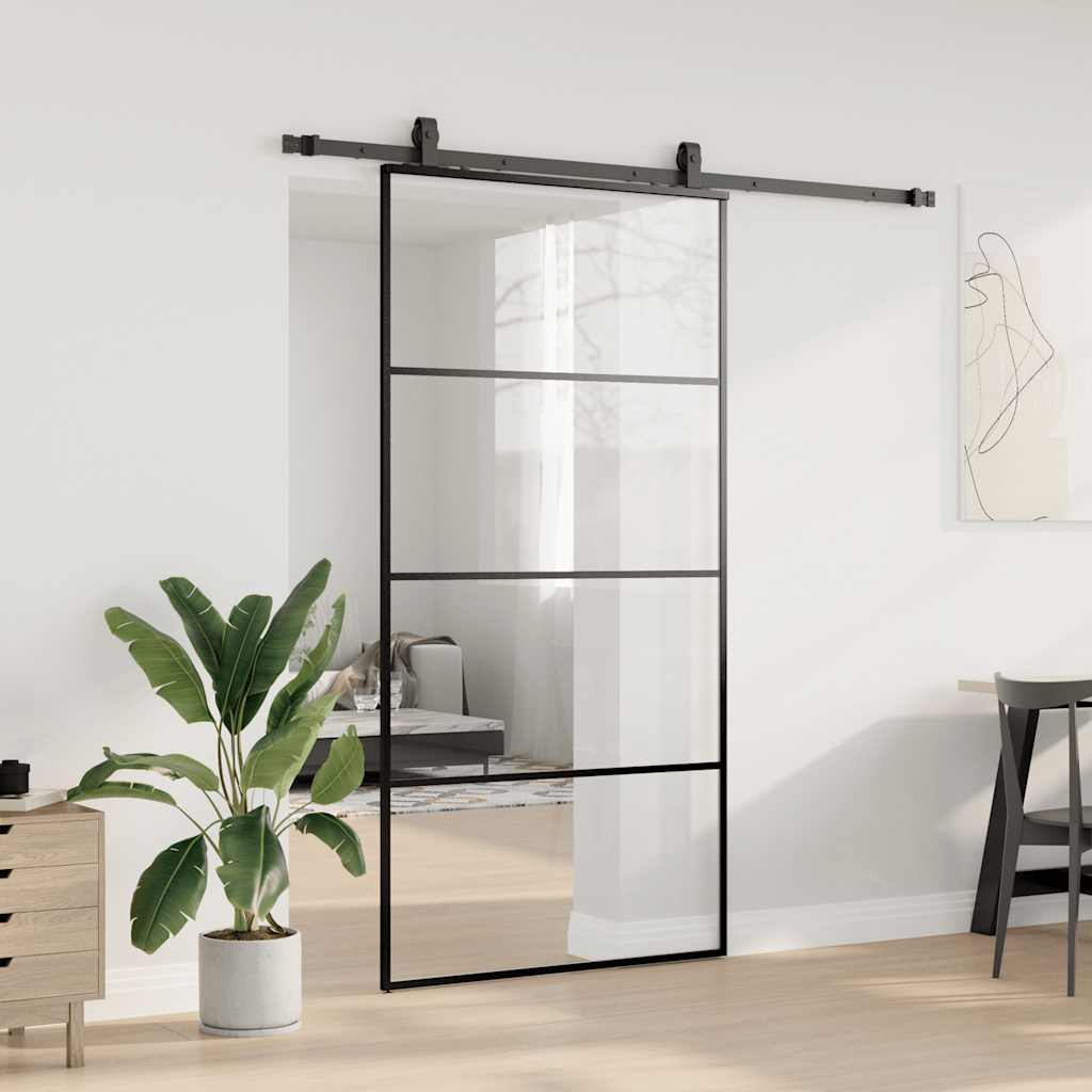Liukuovi Rautaosilla Musta 102,5X205 Cm Esg-Lasi