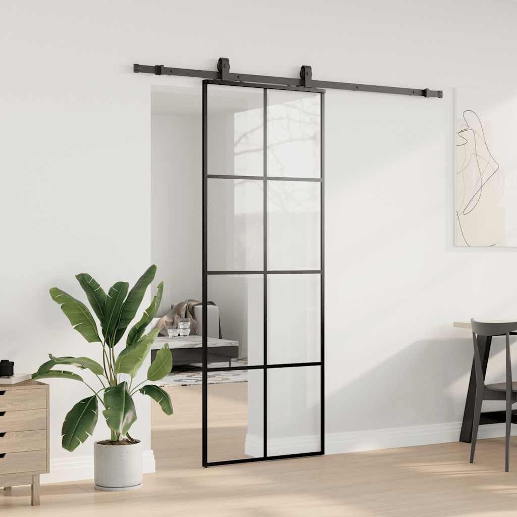 Liukuovi Asennustarvikkeilla Musta 76X205 Cm Esg Lasi