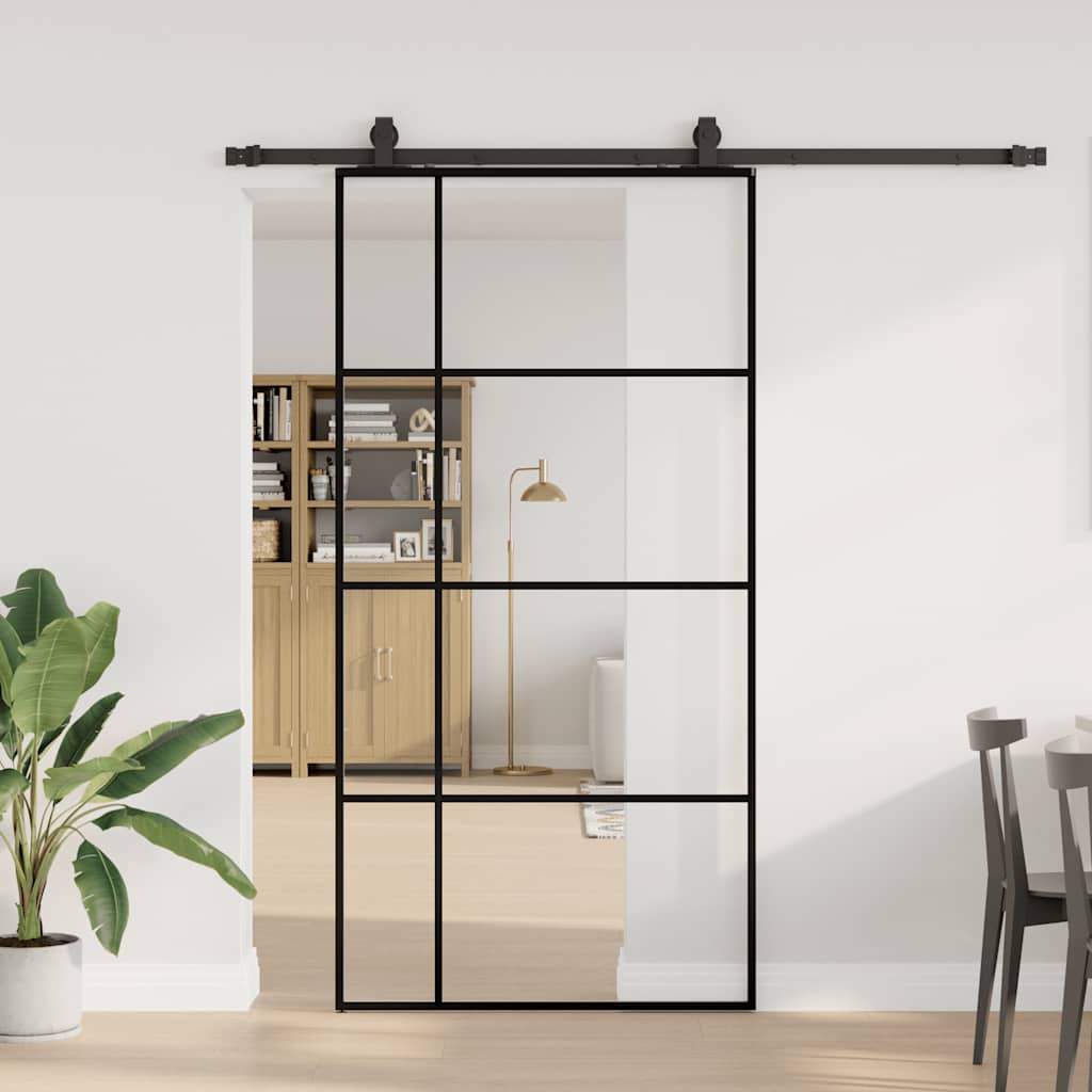 Liukuovi Rautaosilla Musta 102,5X205 Cm Esg-Lasi