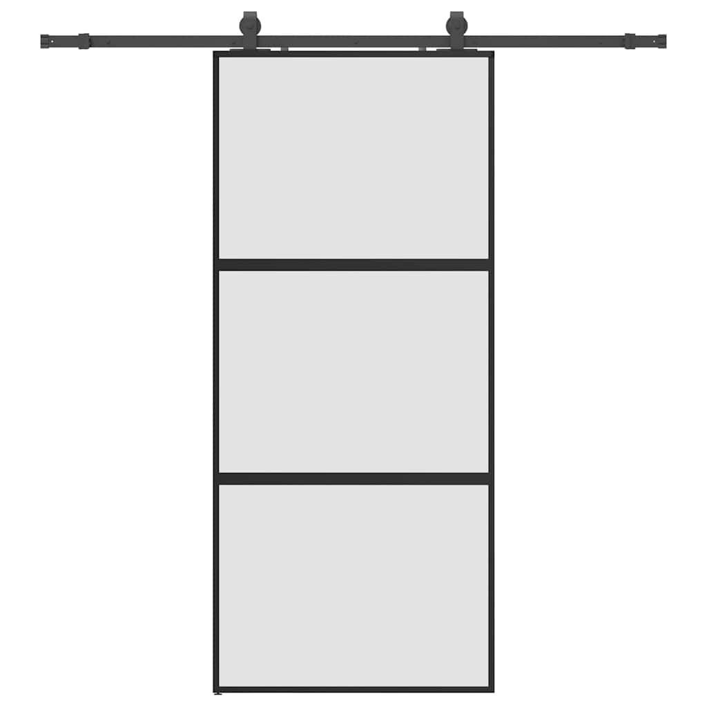 Liukuovi Laitteistosarjalla Musta 90X205 Cm Karkaistu Lasi