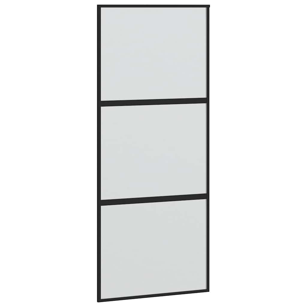 Liukuovi Laitteistosarjalla Musta 90X205 Cm Karkaistu Lasi