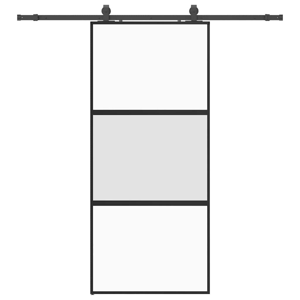 Liukuovi Laitteistosarjalla Musta 90X205 Cm Karkaistu Lasi