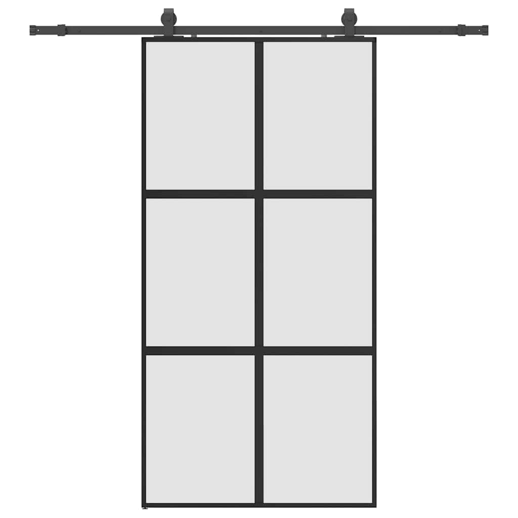 Liukuovi Laitteistosarjalla Musta 102,5X205 Cm Karkaistu Lasi