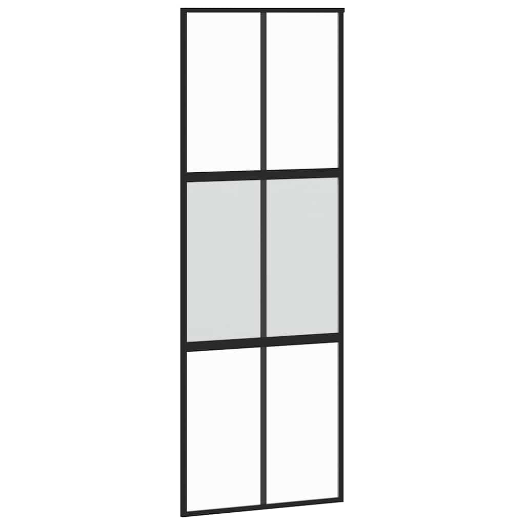 Liukuovi Laitteistosarjalla Musta 76X205 Cm Karkaistu Lasi