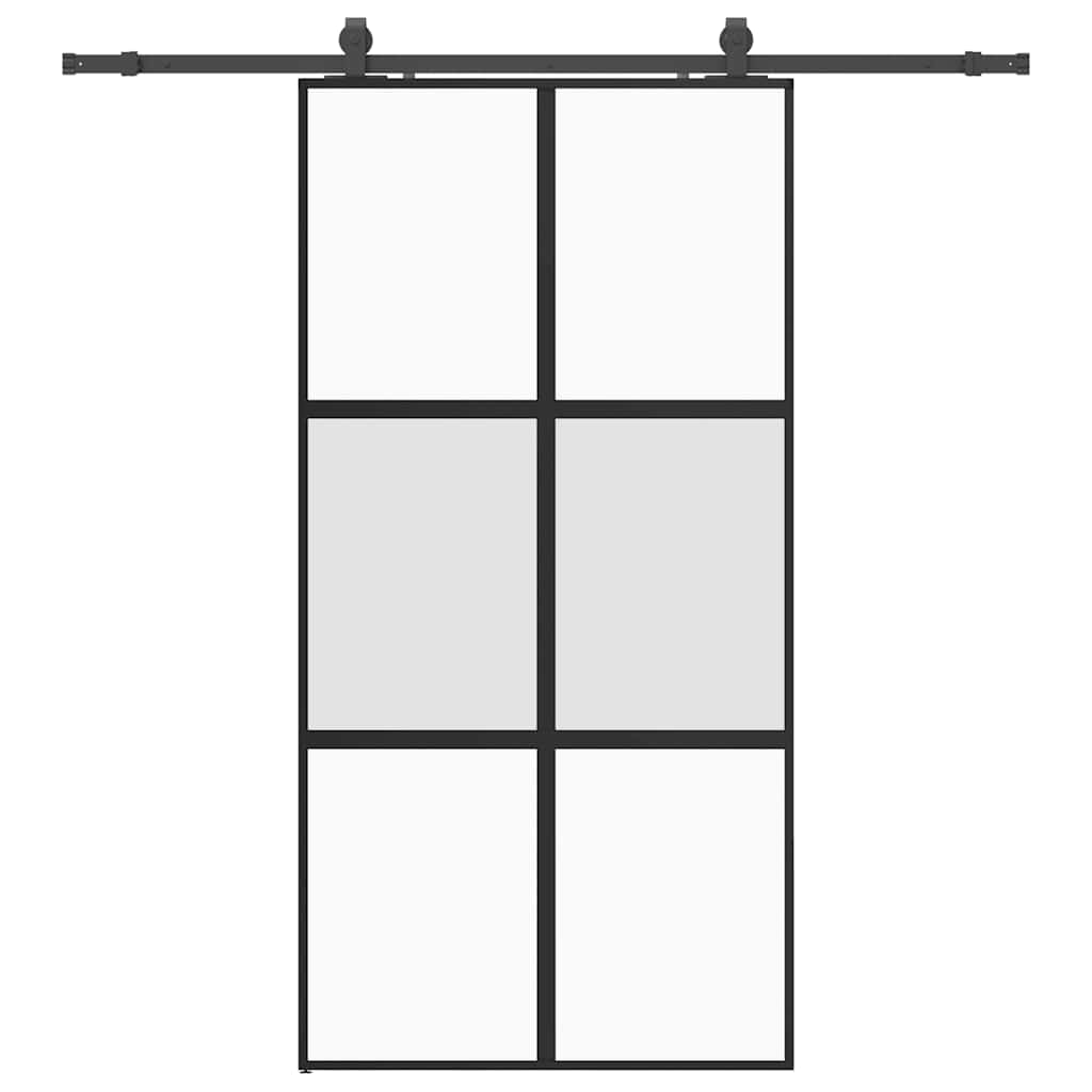 Liukuovi Laitteistosarjalla Musta 102,5X205 Cm Karkaistu Lasi