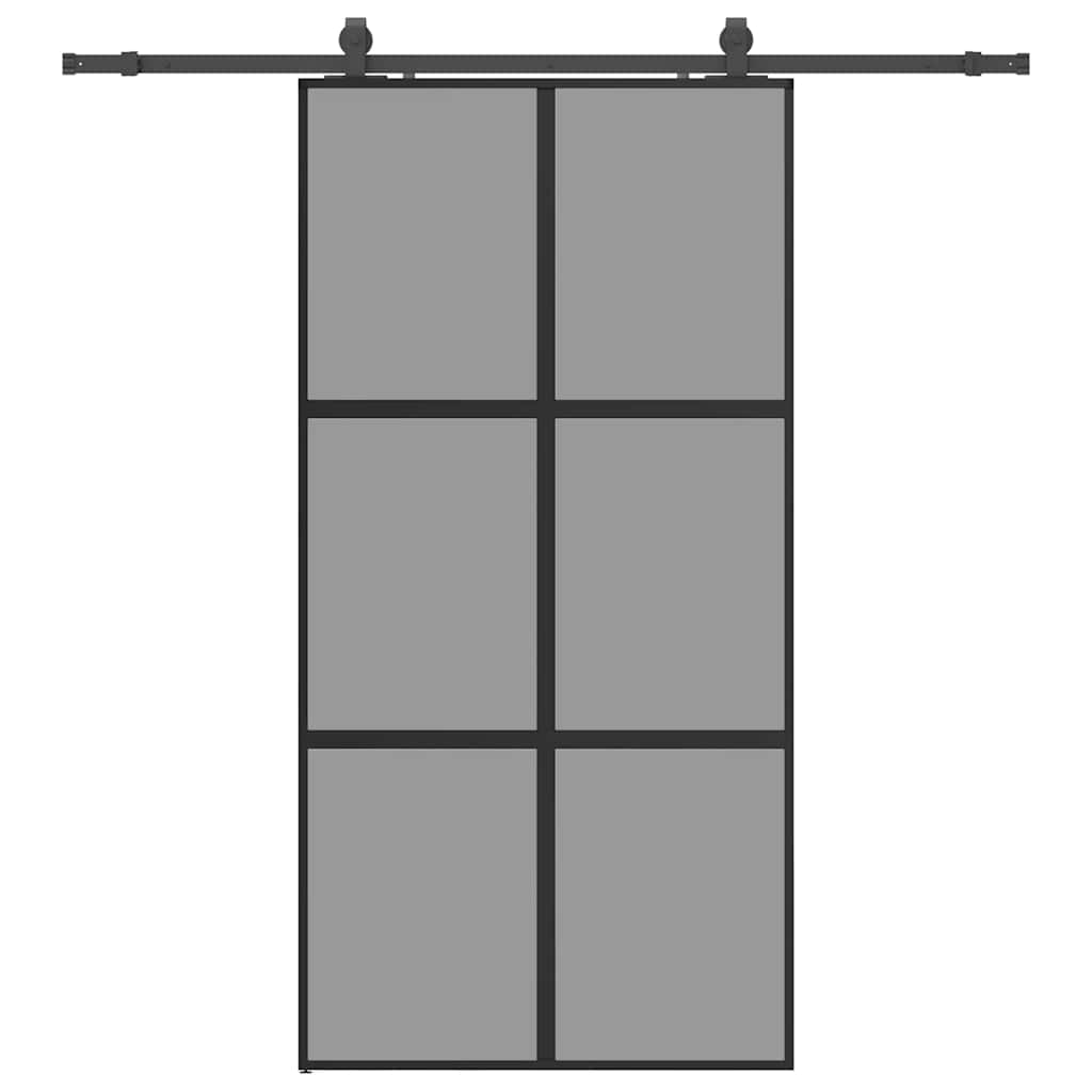 Liukuovi Laitteistosarjalla Musta 102,5X205 Cm Karkaistu Lasi