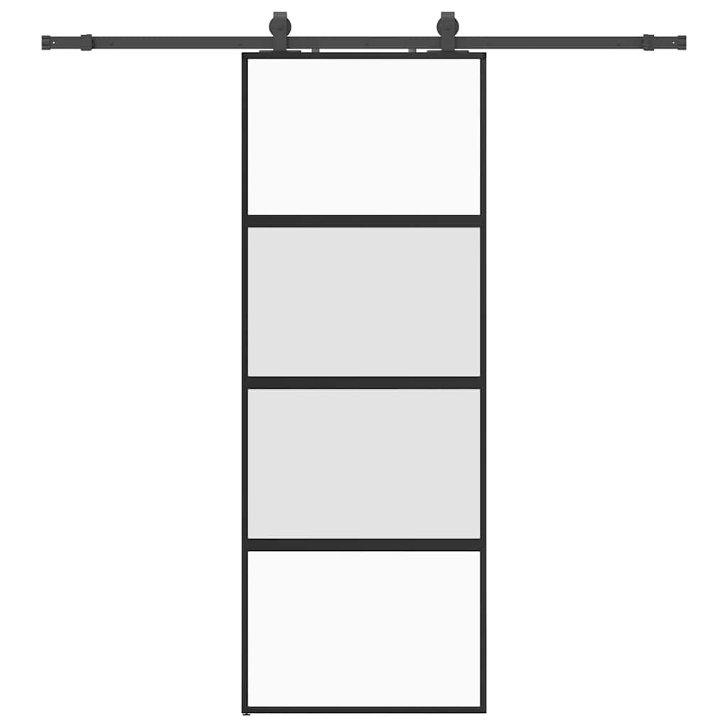 Liukuovi Laitteistosarjalla Musta 76X205 Cm Karkaistu Lasi