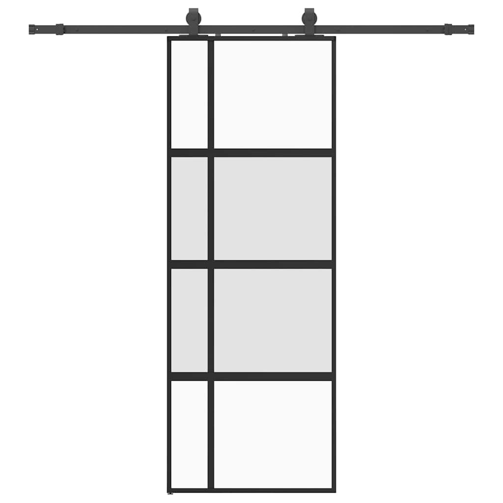 Liukuovi Laitteistosarjalla Musta 76X205 Cm Karkaistu Lasi